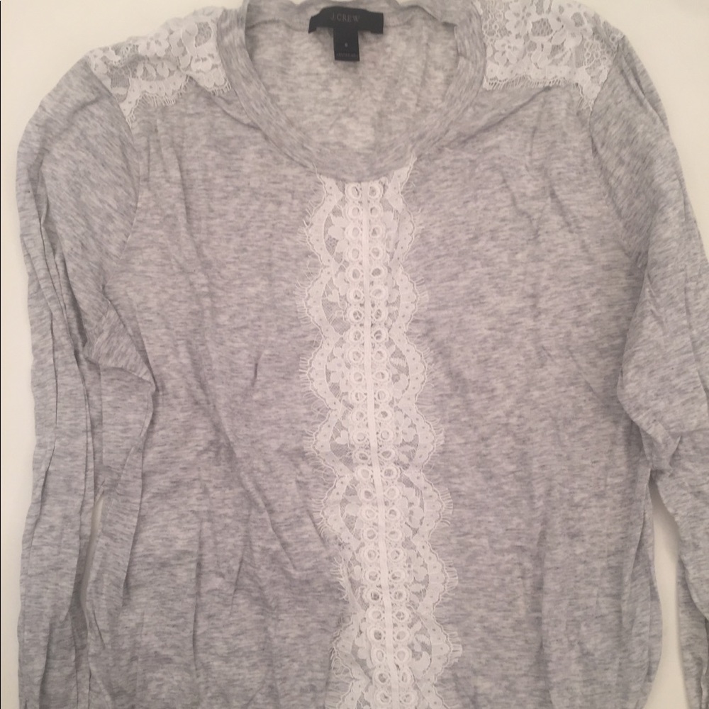 Long sleeve J Crew t shirt with white lace detail